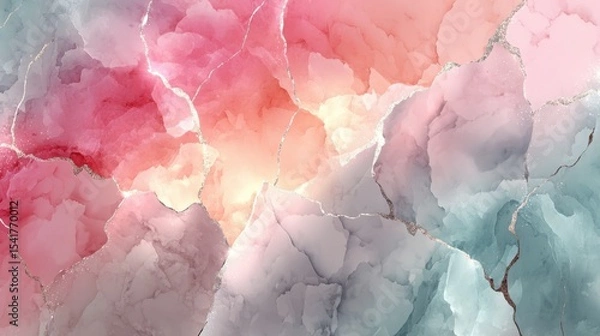 Obraz Abstract Art Masterpiece: Ethereal Layers in Pink and Blue Fluid Textures