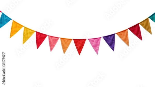 Obraz Colorful party banner pennant flags decoration background for celebration and festive events decor on transparent background