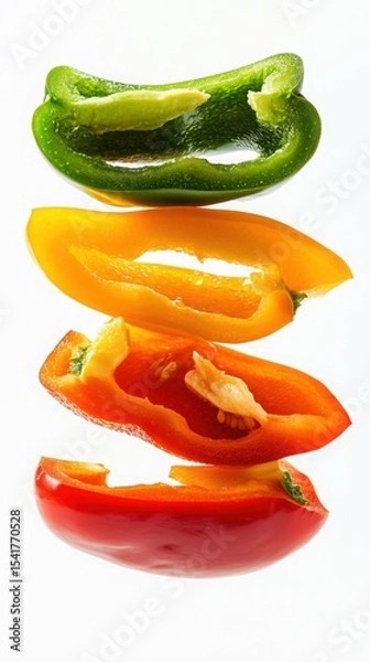 Obraz Vibrant Bell Peppers: Sliced Vegetables in a Colorful Gourmet Culinary Delight