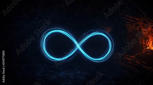 Obraz Glowing Blue Infinity Symbol: Cosmic Energy and Endless Possibilities in Digital Art