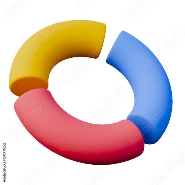 Obraz Blue red and yellow chart business presentation 3d icon