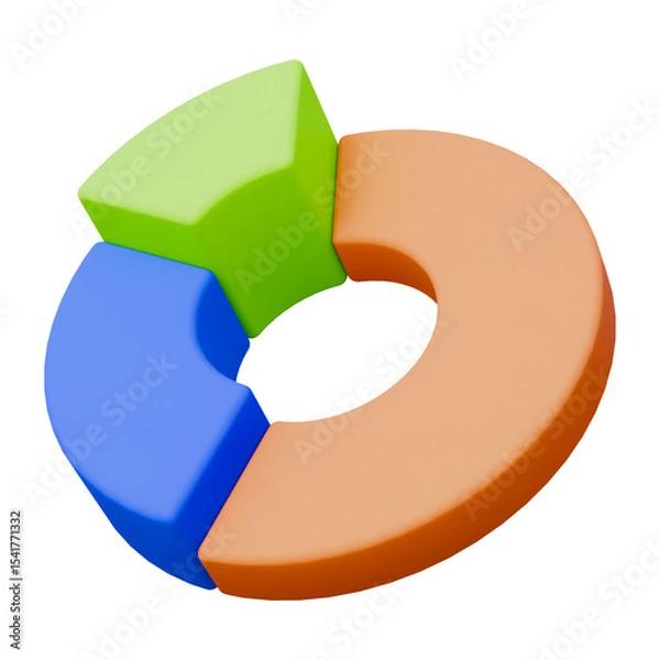 Obraz Blue, orange and yellow chart business presentation 3d icon