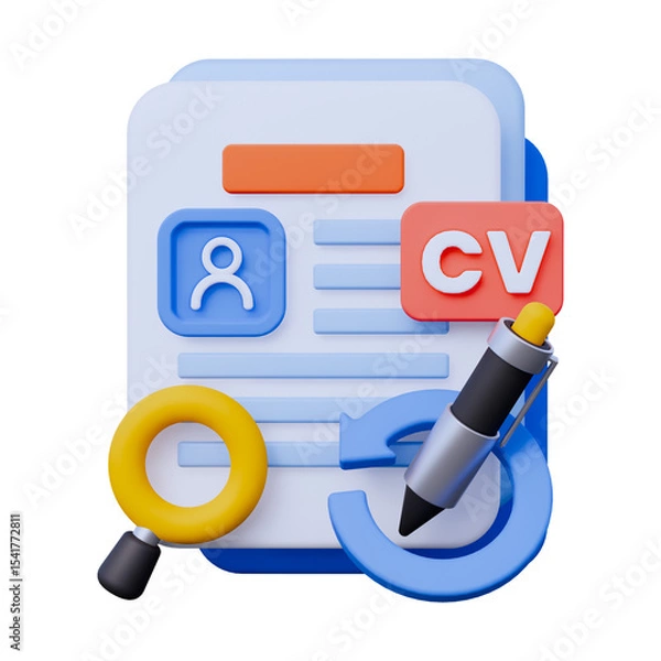 Obraz Resume and CV Editing Process 3D Icon