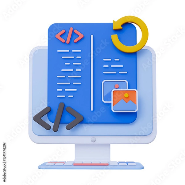 Obraz 3D Programming Reset and Code Restart Icon