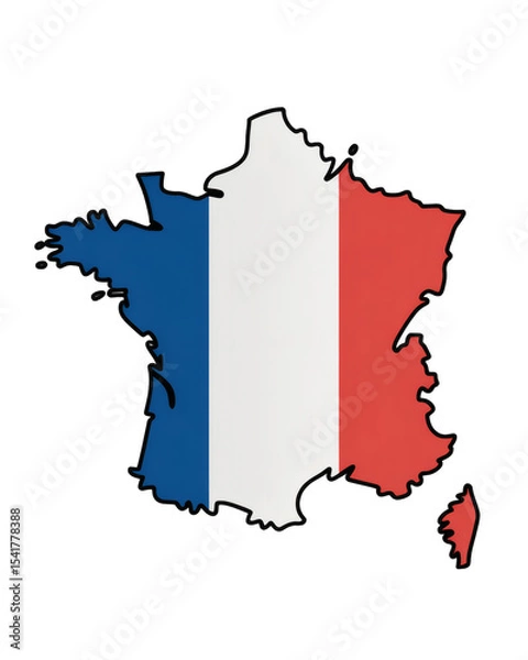 Obraz the map of France in the national flag colors, representing the country's unique geography and cultural spirit