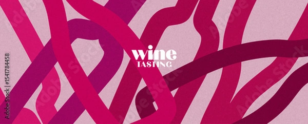 Fototapeta hand-drawn wine design template – banner, card or invitation with retro minimalist background