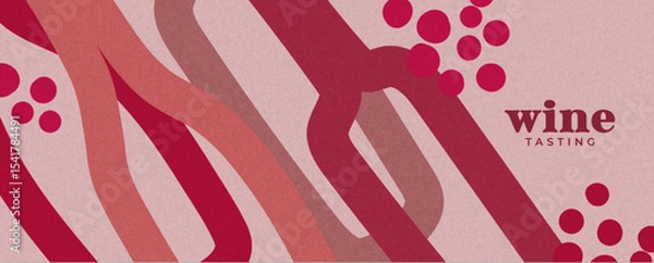 Fototapeta hand-drawn wine design template – banner, card or invitation with retro minimalist background