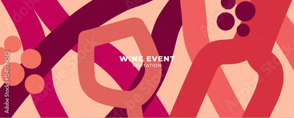 Fototapeta hand-drawn wine design template – banner, card or invitation with retro minimalist background