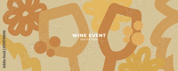 Fototapeta wine design template – banner, card or invitation with retro minimalist illustrations