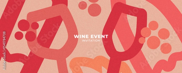 Fototapeta wine design template – banner, card or invitation with retro minimalist illustrations