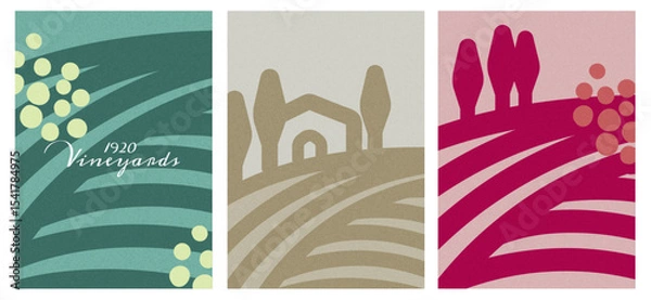 Fototapeta wine-minimalist-texture-background-vineyards-lines