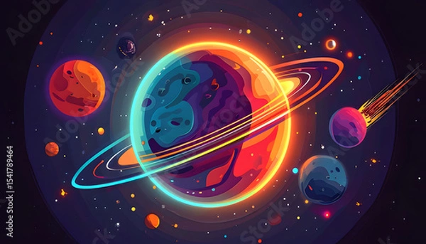 Fototapeta solar system in the space