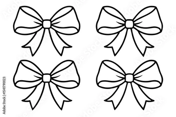 Fototapeta Elegant Christmas Bow Line Art Vector Set