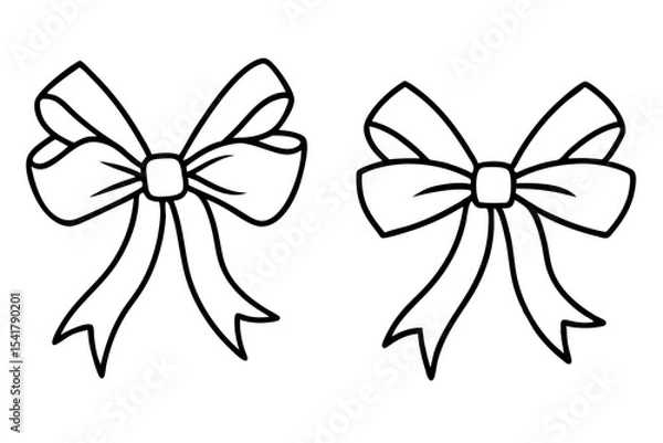 Fototapeta Elegant Christmas Bow Line Art Vector Set
