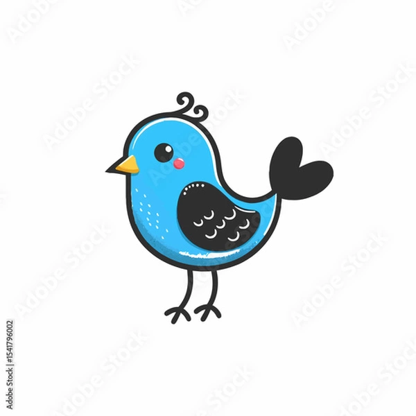 Obraz Blue birds silhouette vector illustration 