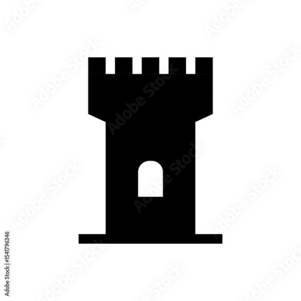 Fototapeta simple castle tower illustration with transparent background