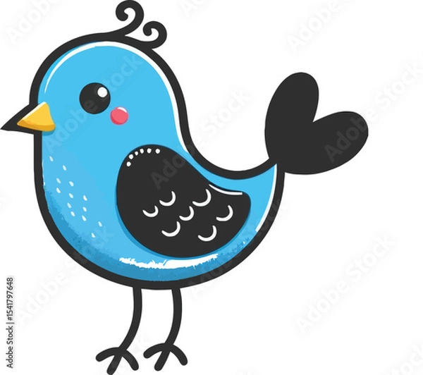 Obraz Blue birds silhouette vector illustration 