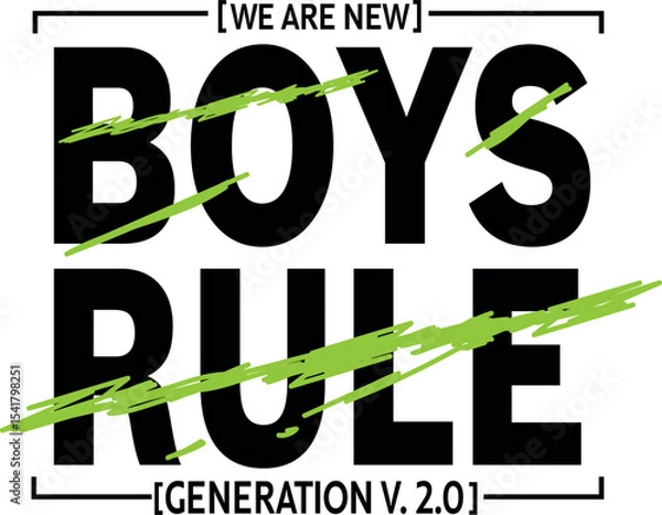 Fototapeta Typography graphic print with slogan Boys Rule,  Abstract fashion drawing for t-shirts, print, poster, banner, flyer; postcard. creative and modern  urban design
