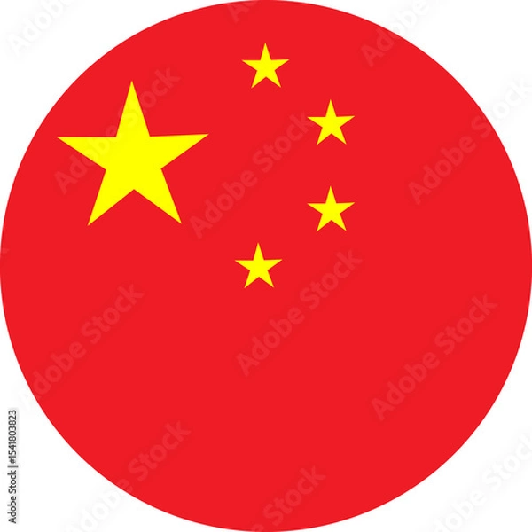 Obraz china flag or tiongkok flag simple icon in round or circle shape	