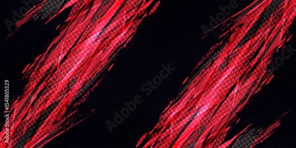 Obraz Red and Black Brush Strokes for Sports Background in Grunge Style