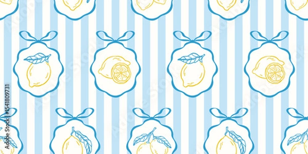 Obraz Seamless vintage framed lemon pattern.