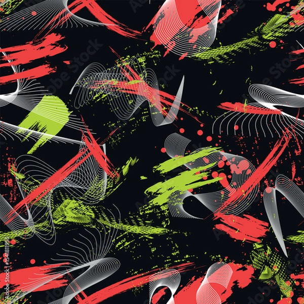 Fototapeta Abstract seamless geometric pattern. Grunge urban repeated backdrop for textile, wrapping paper. Sport seamless abstract pattern. 