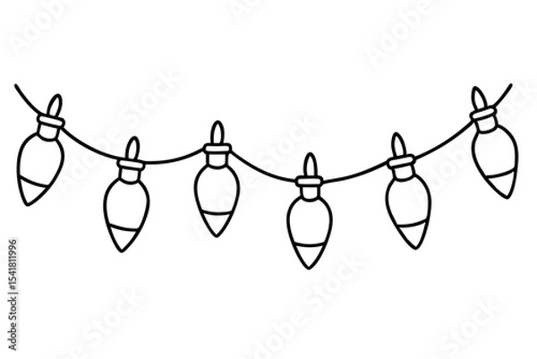 Obraz Festive Christmas Lights Line Art Vector Set