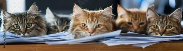 Fototapeta Feline Filing Frenzy