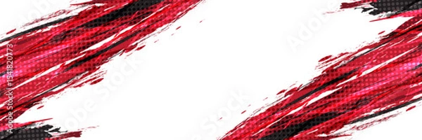 Obraz Sports Background with Black and Red Brush Strokes with Halftone Effect in Grunge Style