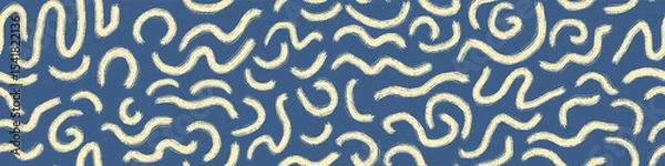 Obraz Seamless pattern with hand drawn brush lines. Doodle graffity on blue background. Vector illustration.
