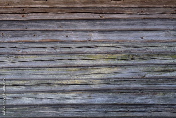 Fototapeta Close-Up of Old Log Wall. Rustic Wooden Texture Background