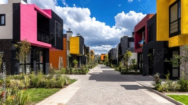 Obraz street full of modern houses