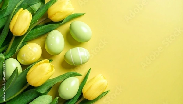 Fototapeta background of  yellow tulips
