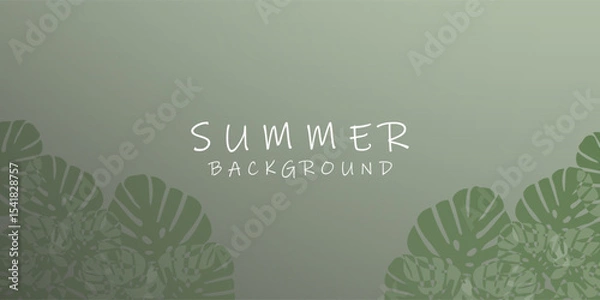 Fototapeta Tropical Summer Background with Green Leaves and Soft Gradient