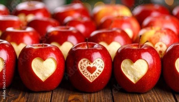 Fototapeta red apples on a wooden background