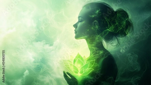 Obraz Chakra alignment and energy visualization with a focus on inner wellness and tranquility