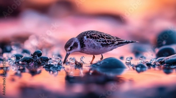 Obraz Centered composition, a bird on the sea, high saturation
