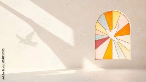 Obraz A detailed stained glass church window featuring the Trinity