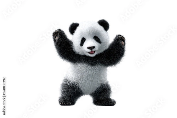 Obraz Cute panda cub dancing joyfully on a transparent background