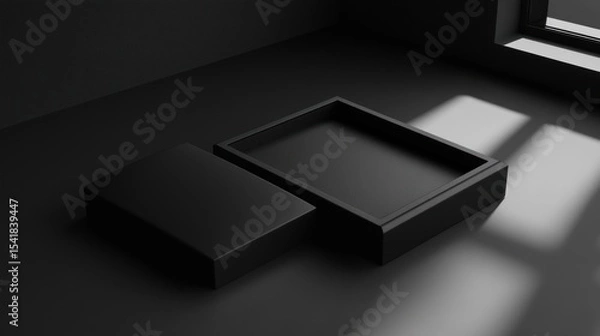 Obraz Open black box on dark surface