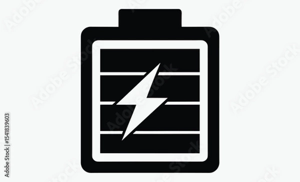 Obraz battery icon silhouette, Electric Power, Bolt Striking Battery Silhouette Icon, Clean, modern design for energy, technology