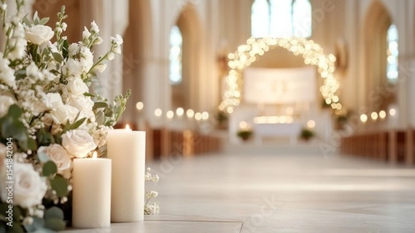 Obraz A quiet cathedral interior decorated for Trinity Sunday