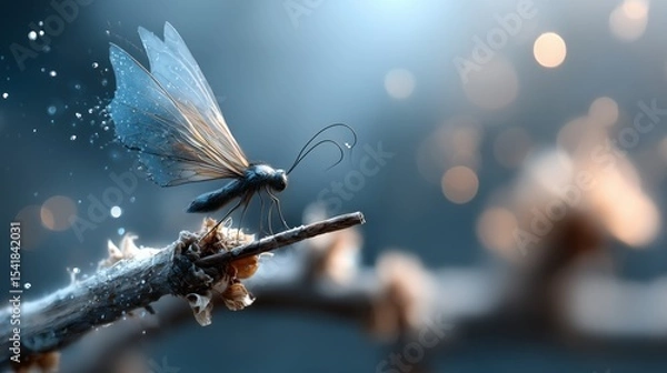 Obraz Enchanting butterfly emerges serene forest macro photography magical atmosphere close-up nature's wonders