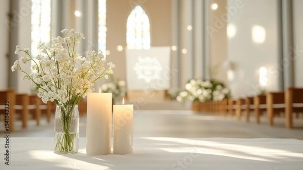 Obraz A quiet cathedral interior decorated for Trinity Sunday