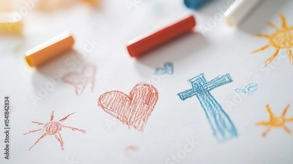 Obraz Colorful children's drawings of the Trinity