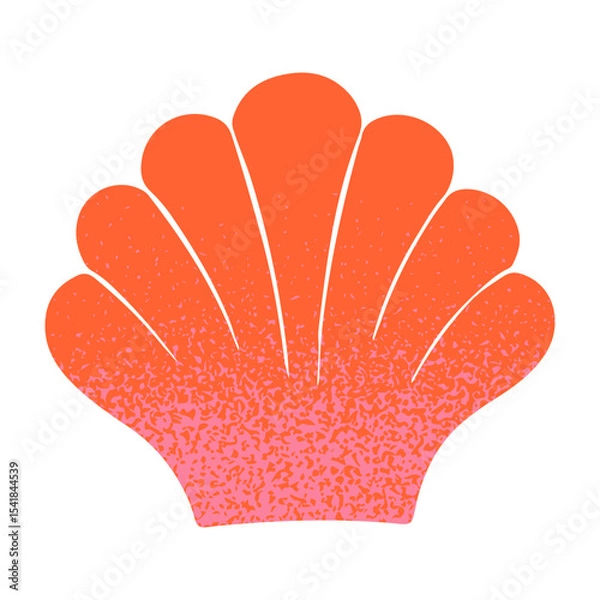 Fototapeta Isolated scallop seashell.Ocean exotic underwater element.Hand drawn tropical beach shell.Modern symbol in simple style for banners,smm,branding,packaging,covers,prints.Retro summer vacation aesthetic