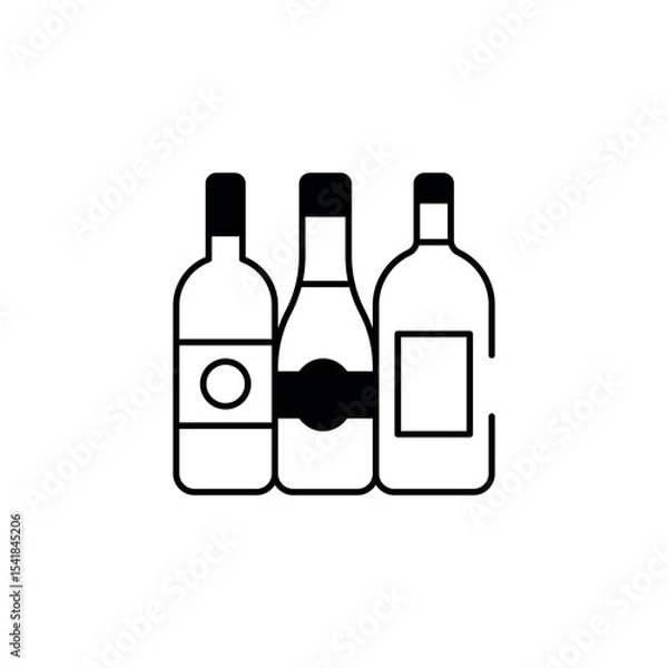 Fototapeta Wine Bottles icon design with white background stock illustration