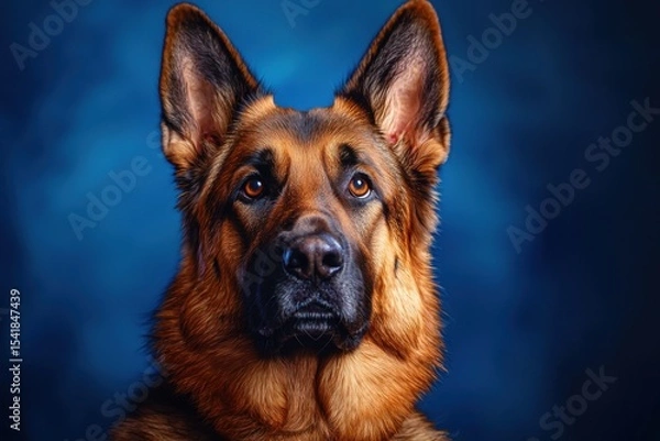 Fototapeta Majestic German Shepherd Dog Portrait: A Captivating Canine Image.  A stunning close-up showcasing the breed's loyalty, intelligence, and noble nature. Perfect for pet lovers and a