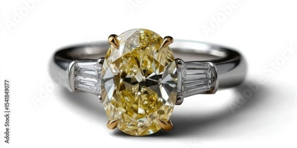 Fototapeta Dazzling Yellow Diamond Ring: Luxury, Elegance, and Sparkle. This radiant gemstone ring is a perfect symbol of love and commitment, showcasing exquisite craftsmanship and unparalle