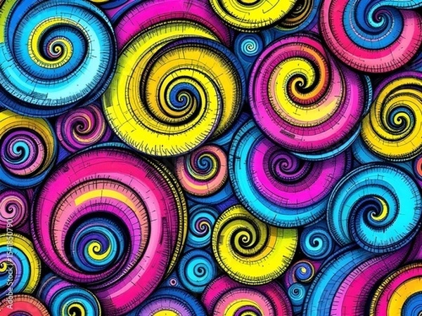 Obraz Vibrant Psychedelic Swirls: A Colorful and Hypnotic Abstract Design